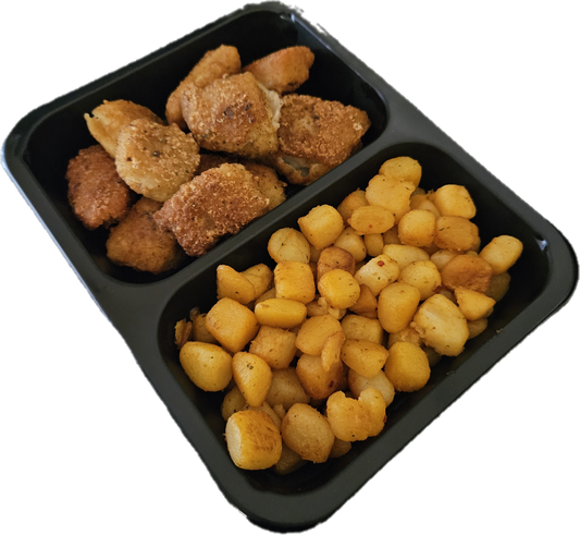 Gebakken krieltjes met kibbeling en ravigotesaus