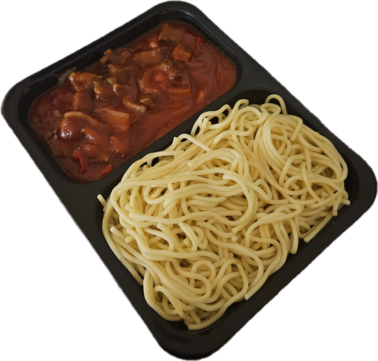 Spaghetti met huisgemaakte goulash