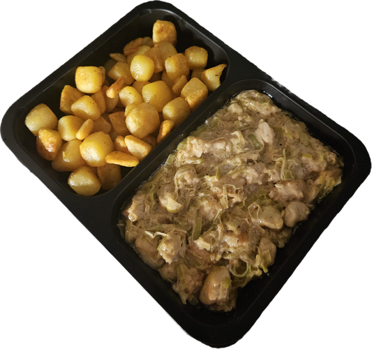 Gebakken krieltjes met een preischotel